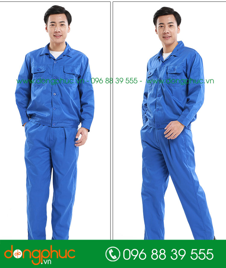 Mẫu áo đồng phục kỹ sư – công nhân màu xanh cộc tay - mẫu 4