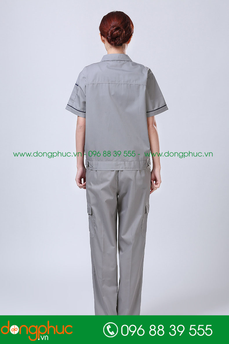Mẫu áo đồng phục kỹ sư – công nhân màu ghi cộc tay - mẫu 4
