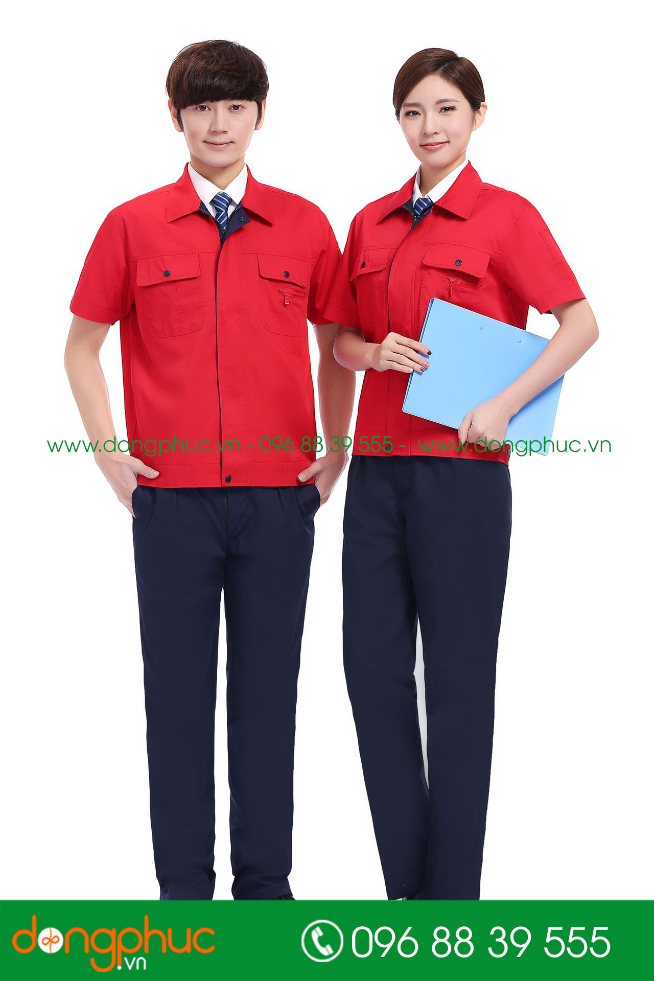 Mẫu áo đồng phục kỹ sư – công nhân màu đỏ phối tím than cộc tay - mẫu 6