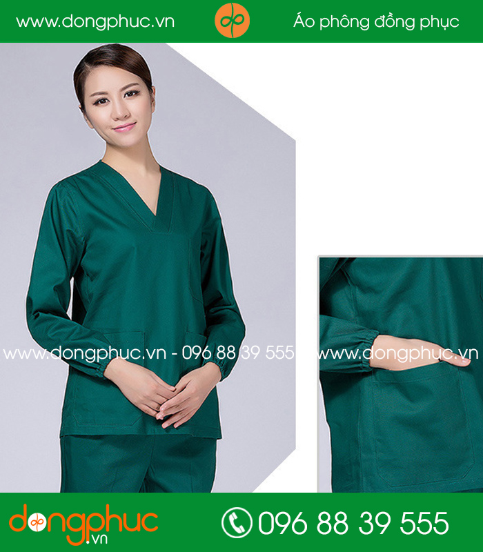 Quần áo đồng phục phòng mổ màu xanh đậm - mẫu 2