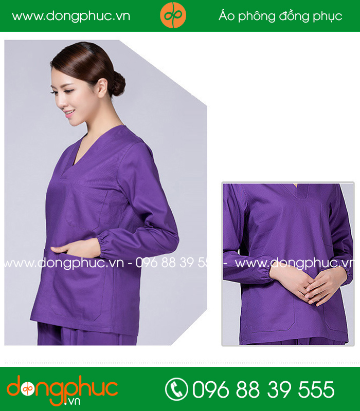 Quần áo đồng phục phòng mổ màu tím - mẫu 2