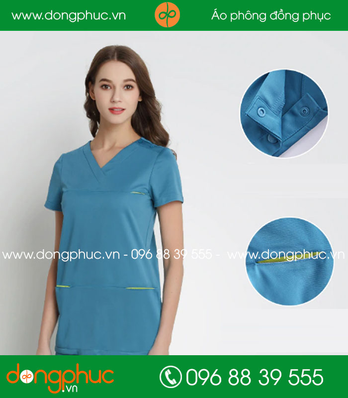 Quần áo đồng phục phòng mổ màu xanh - mẫu 3