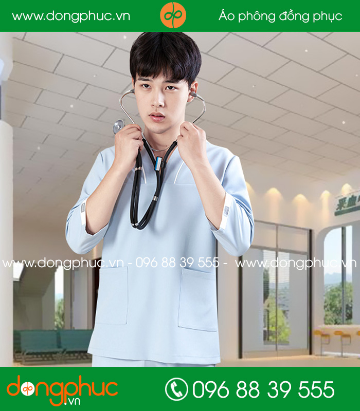 Quần áo đồng phục spa màu ghi nhạt - mẫu 4
