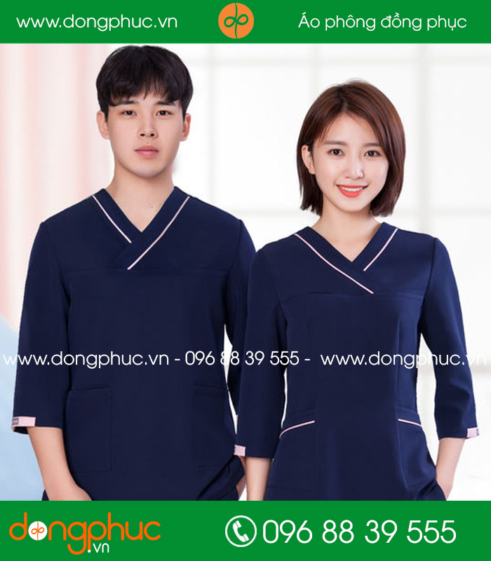 Quần áo đồng phục spa màu tím than - mẫu 3