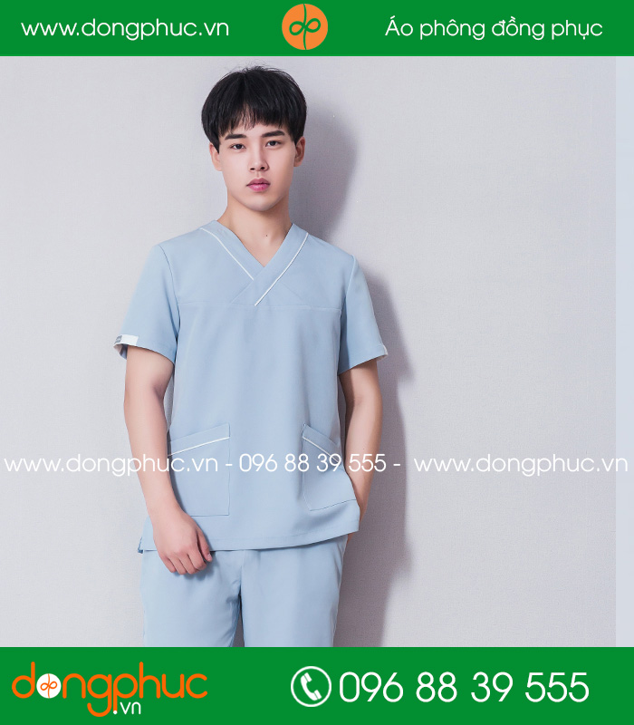 Quần áo đồng phục spa màu ghi nhạt - mẫu 2