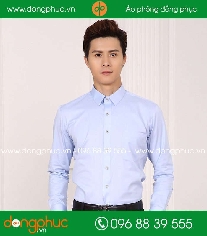 Đồng phục áo sơ mi màu xanh dương - mẫu 2