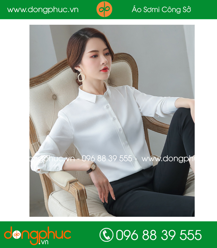Đồng phục áo sơ mi màu trắng - mẫu 2