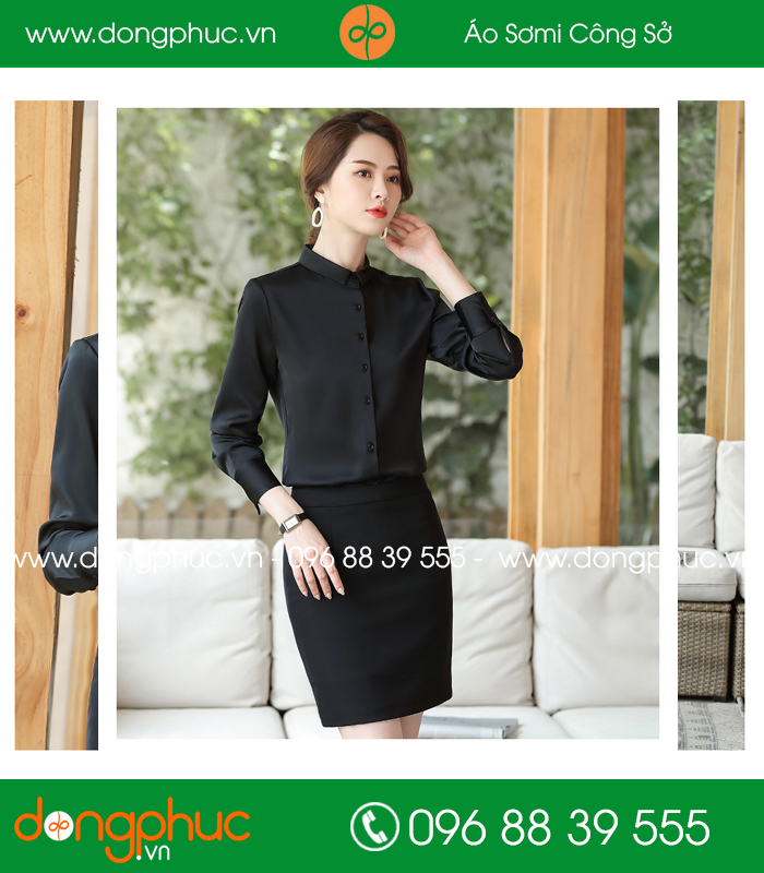 Đồng phục áo sơ mi màu đen - mẫu 2