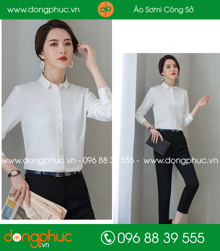 Đồng phục áo sơ mi màu trắng - mẫu 3