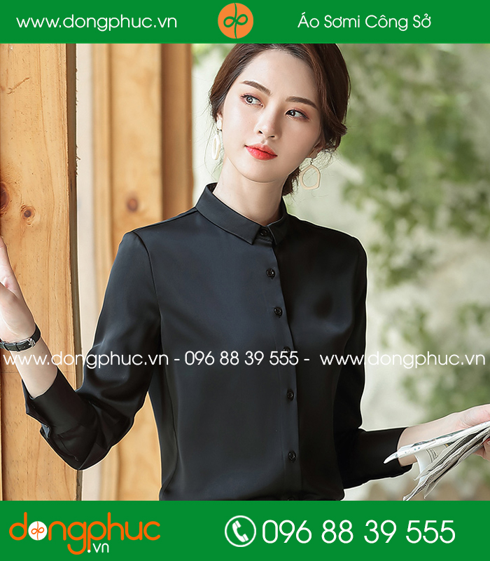 Đồng phục áo sơ mi màu đen - mẫu 3