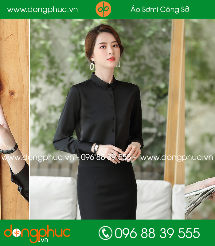 Đồng phục áo sơ mi màu đen - mẫu 4