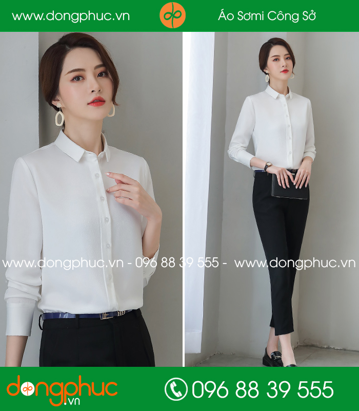 Đồng phục áo sơ mi màu trắng - mẫu 4