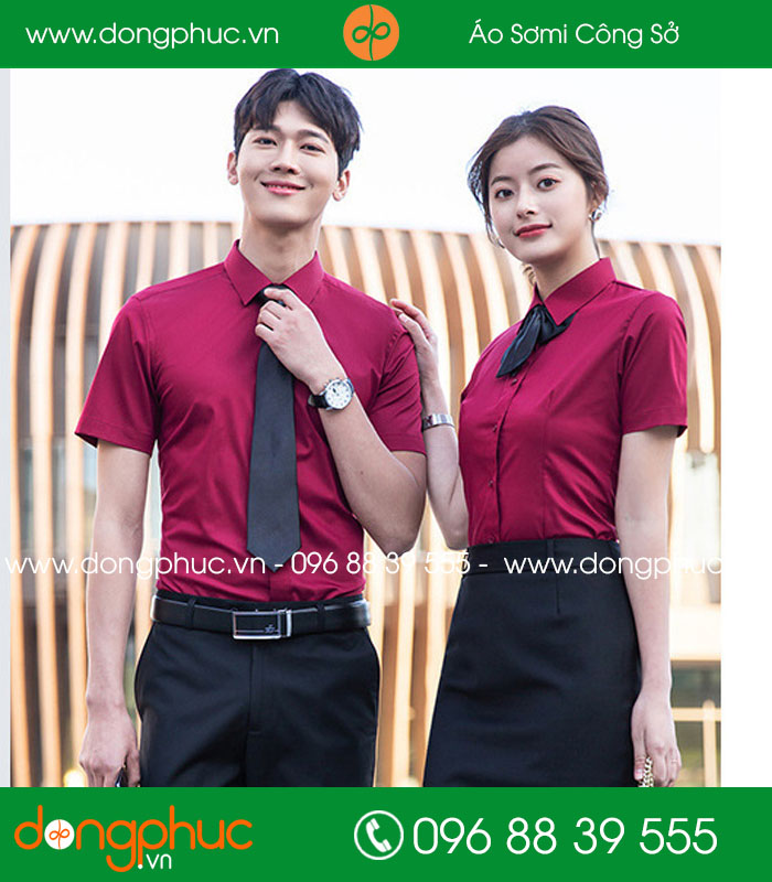 Đồng phục áo sơ mi màu tím - mẫu 2