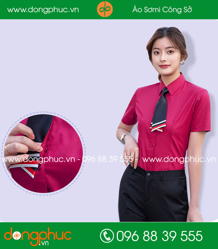 Đồng phục áo sơ mi màu tím - mẫu 3