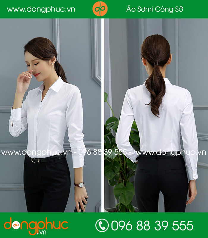 Đồng phục áo sơ mi màu trắng - mẫu 2