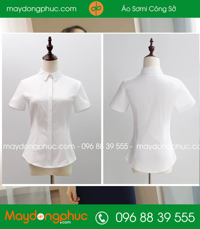 Đồng phục áo sơ mi màu trắng cộc tay váy tím than - mẫu 3