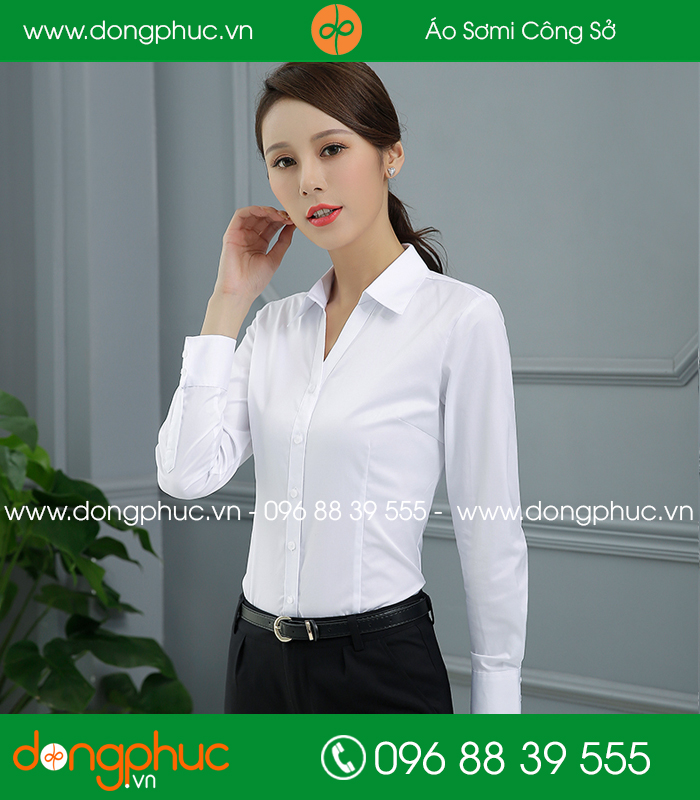 Đồng phục áo sơ mi màu trắng - mẫu 4