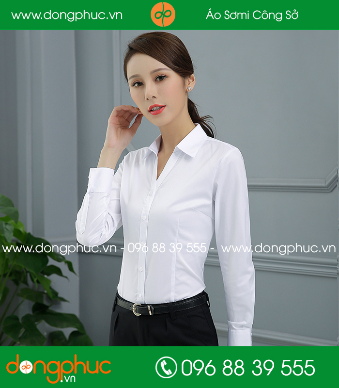 Đồng phục áo sơ mi màu trắng - mẫu 5