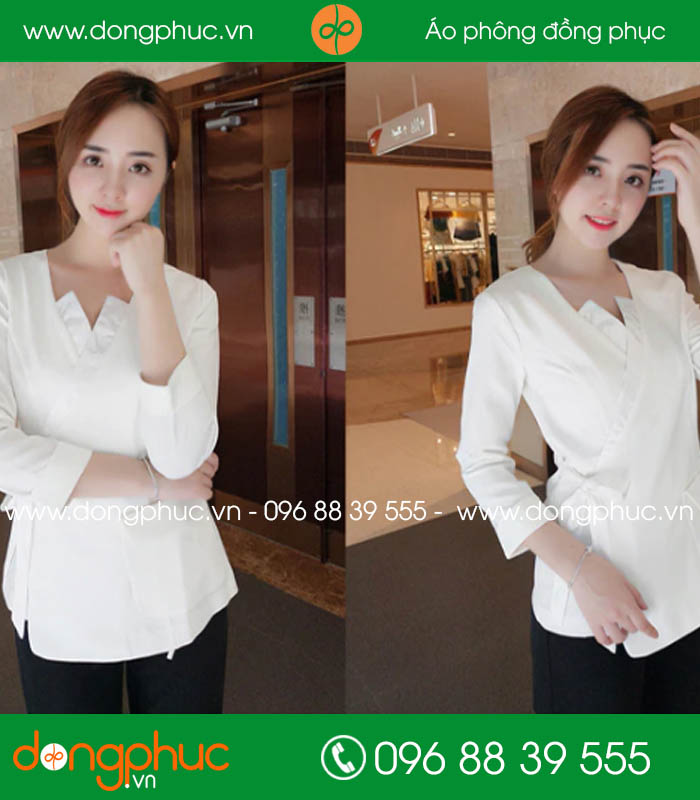 Quần áo đồng phục spa màu trắng đen