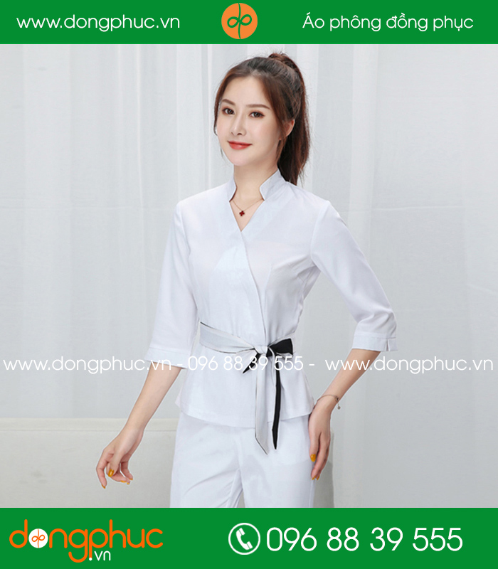 Quần áo đồng phục spa màu trắng - mẫu 4