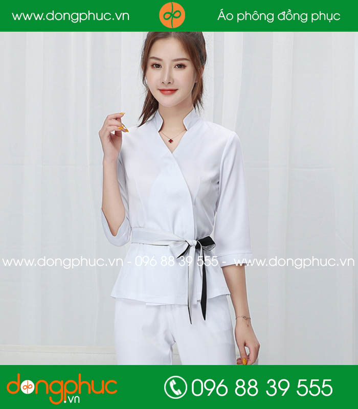 Quần áo đồng phục spa màu trắng