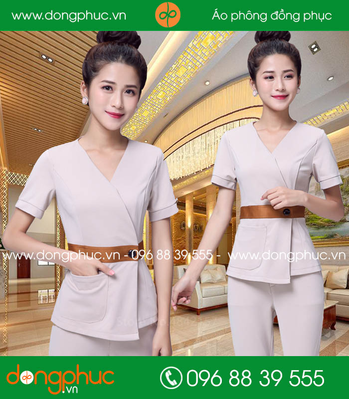 Quần áo đồng phục spa màu hồng nhạt