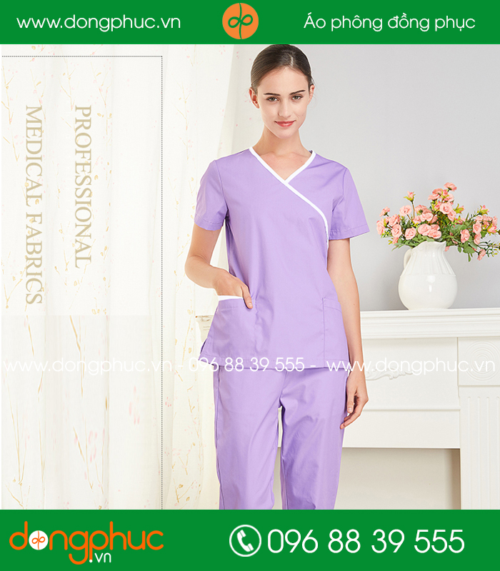 Quần áo đồng phục spa màu tím - mẫu 3