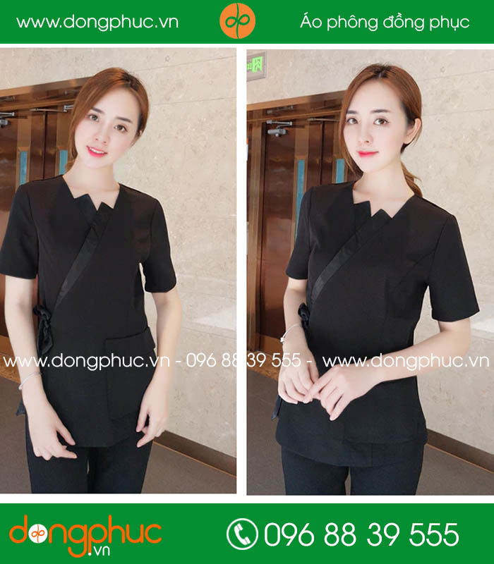 Quần áo đồng phục spa màu tím đen - mẫu 3