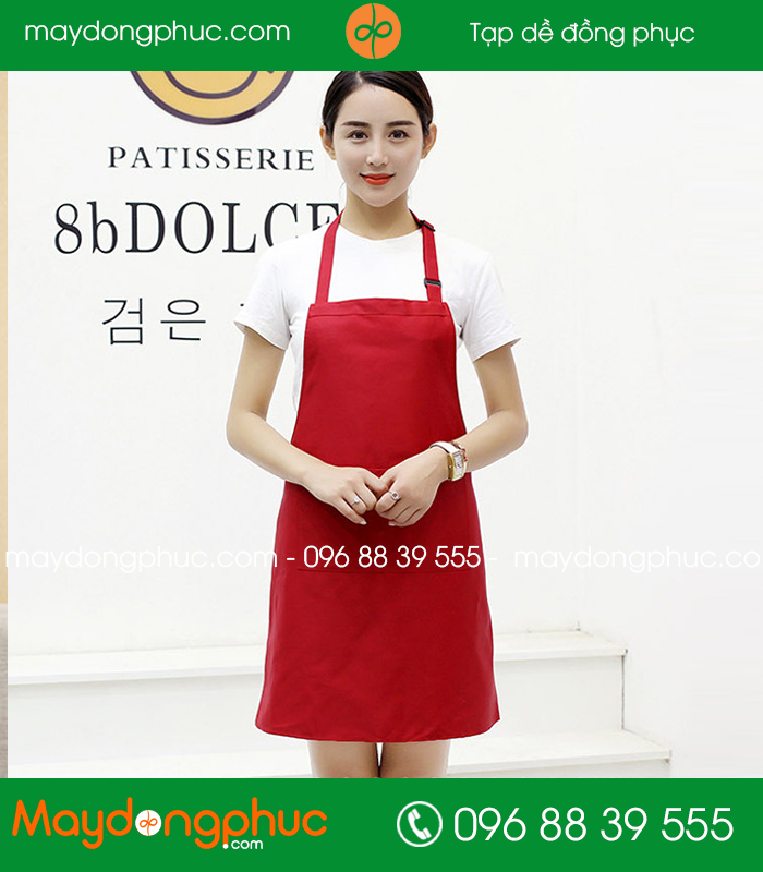 Tạp dề đồng phục màu Đỏ - mẫu 2