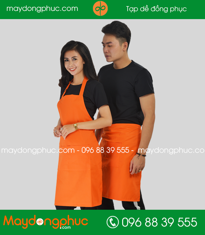 Tạp dề đồng phục màu Cam - mẫu 2