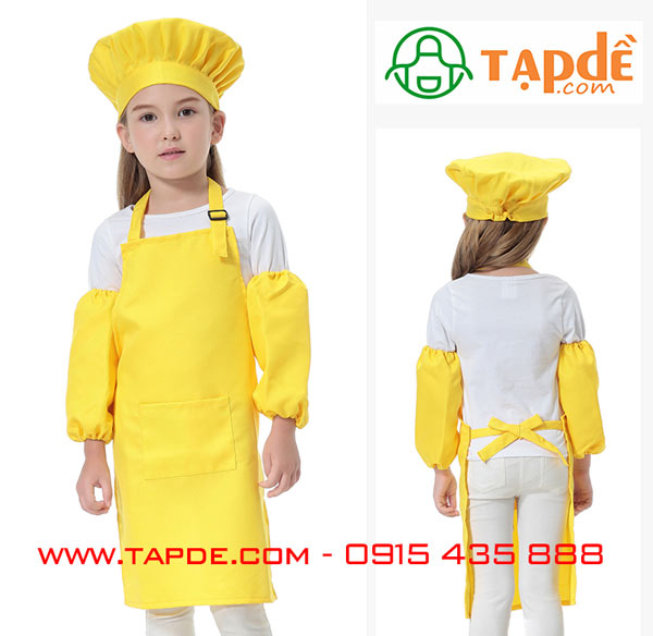 May tạp dề trẻ em màu vàng
