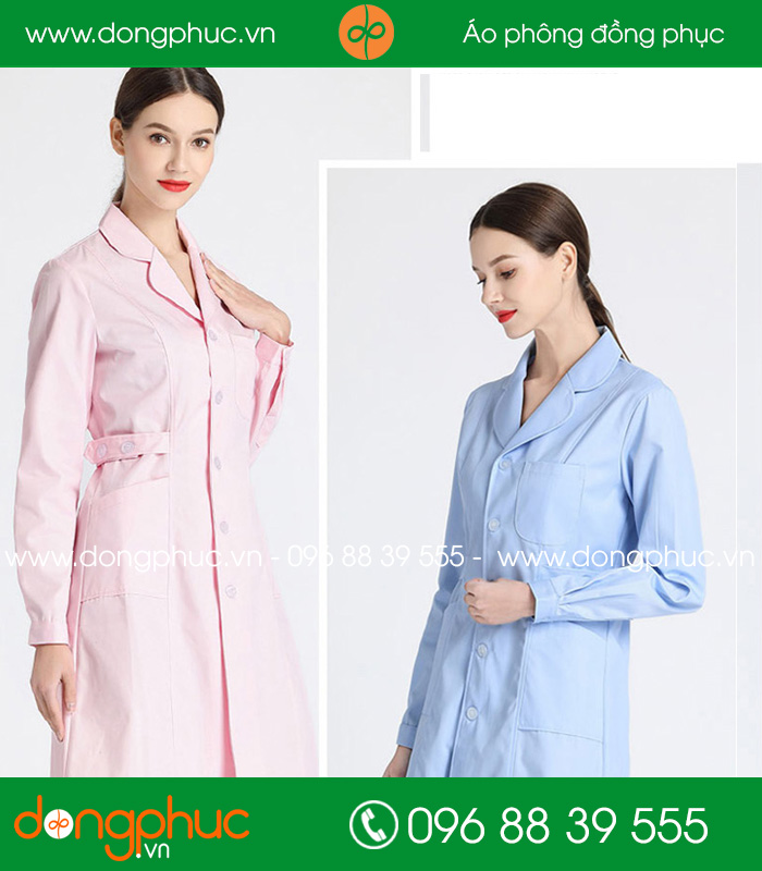 Quần áo đồng phục y tá màu hồng nhạt, xanh lơ - mẫu 2